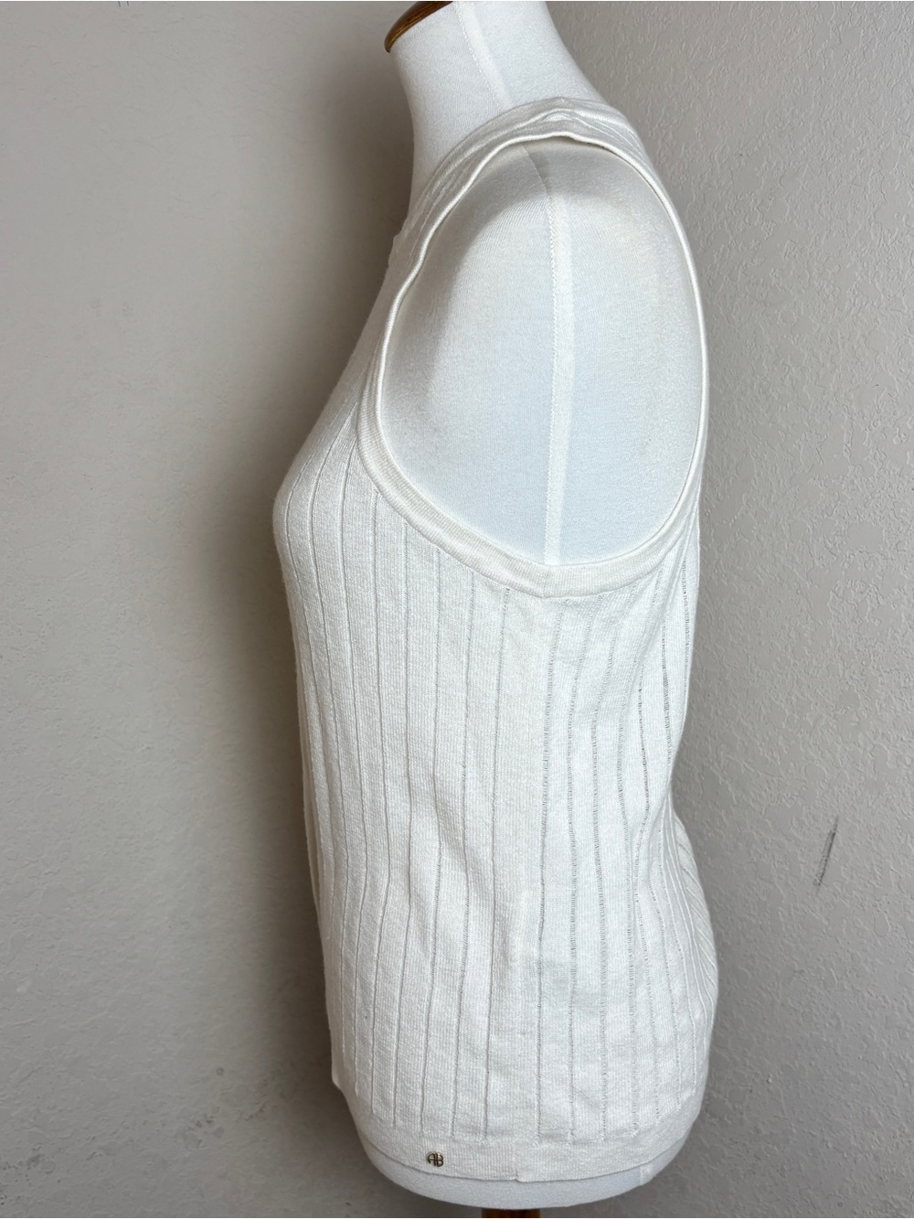 Anine Bing Noel Ribbed Ivory Tank Top In Wool-knit Size Large - Picture 4 of 8